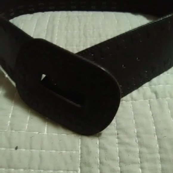 BLACK WIDE LEATHER BELT SIZE MEDIUM - Picture 6 of 9